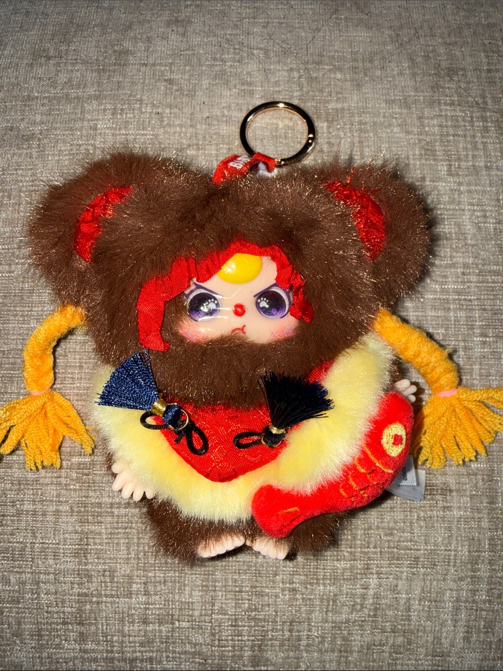 Baby three plush Brown and Red Kids Keychain v2 happy new year